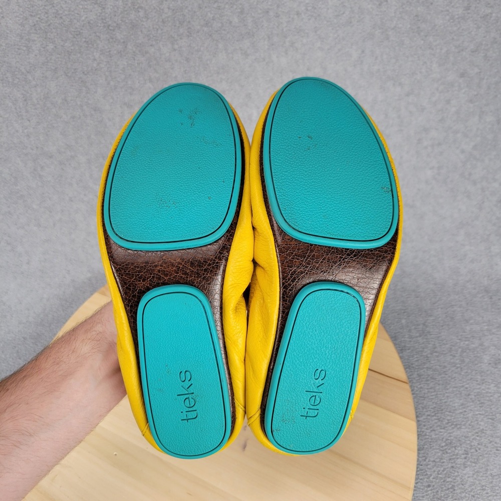 Tieks Ballet Flats Women 8 Canary Yellow Leather Foldable Split Sole Classic - Picture 11 of 12